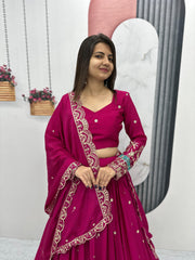 Festival Special Chinon Silk Embroidery & Sequence Work Lehenga Choli