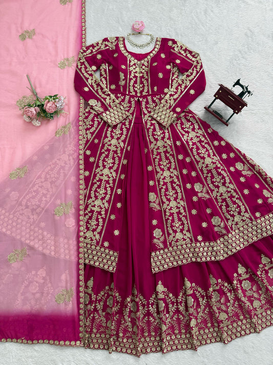 Beautiful Festive Wear Georgette Thread With Sequence Lehenga