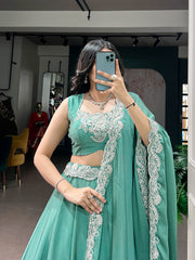 Festive Special Rangoli Silk Tube Beads With Sequence Embroidery Work Lehenga Choli