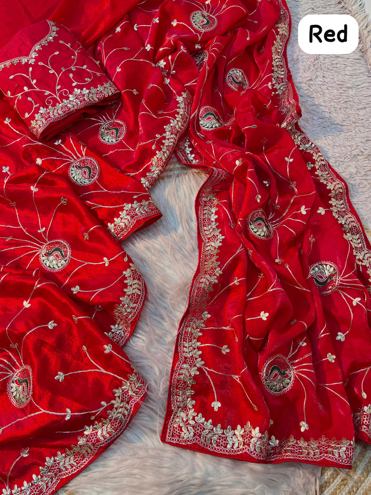 Party-wear Beautiful Heavy Gotafoil Work Saree