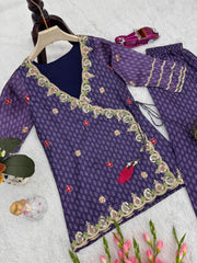 Designer Party-wear Vichitra Silk With Digital Printed Suit