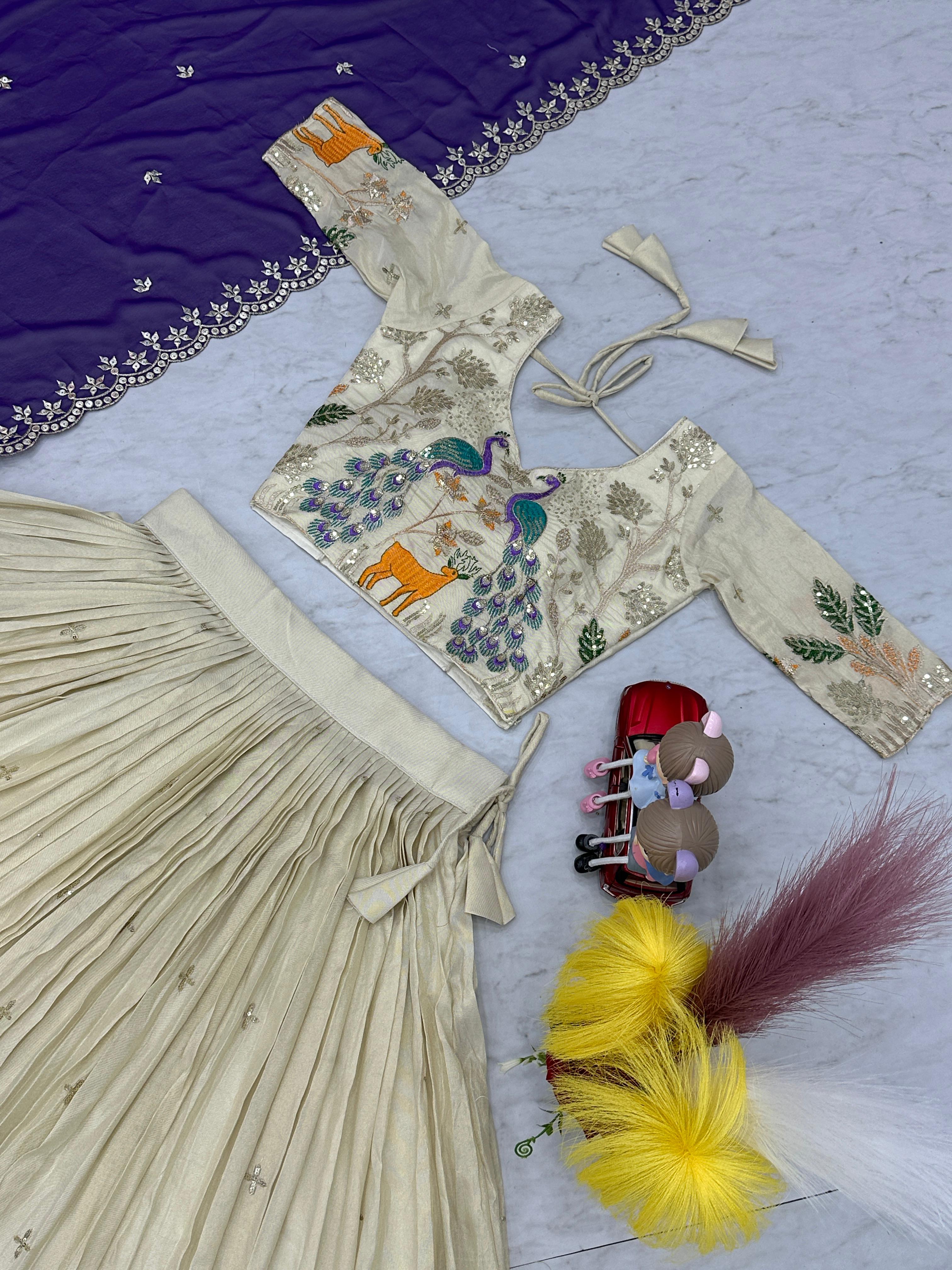 Beautiful Pure Tissue Silk Thread & Sequence Work Lehenga Choli