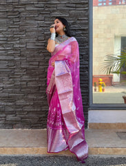 Elegance & Tradition Organza Silk Embroidery All Over Saree