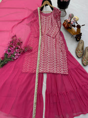 Beautiful Party-wear Georgette Embroidery Sequence Sharara