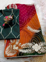 Beautiful Soft Georgette Bandhej Saree