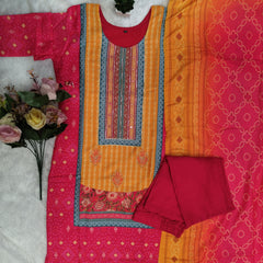 Party-wear Modern Multi Coloured Soft Muslin Original Mirror Work Salwar Suit