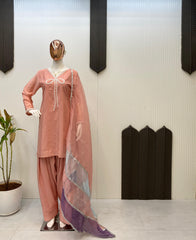 Designer French Crepe With Beads Work Salwar Suit