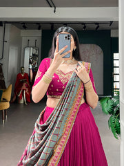Festive Special Vichitra Silk Embroidery Work Lehenga Choli