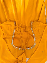 Beautiful Georgette Handwork Yellow Gown