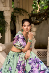 Beautiful Tussar Silk Floral Printed Lehenga Choli