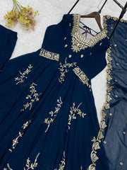 Party-wear Georgette Sequence Embroidery Work Gown