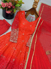 Party-wear Georgette Embroidery Sequence Work Digital Printed Work Gown