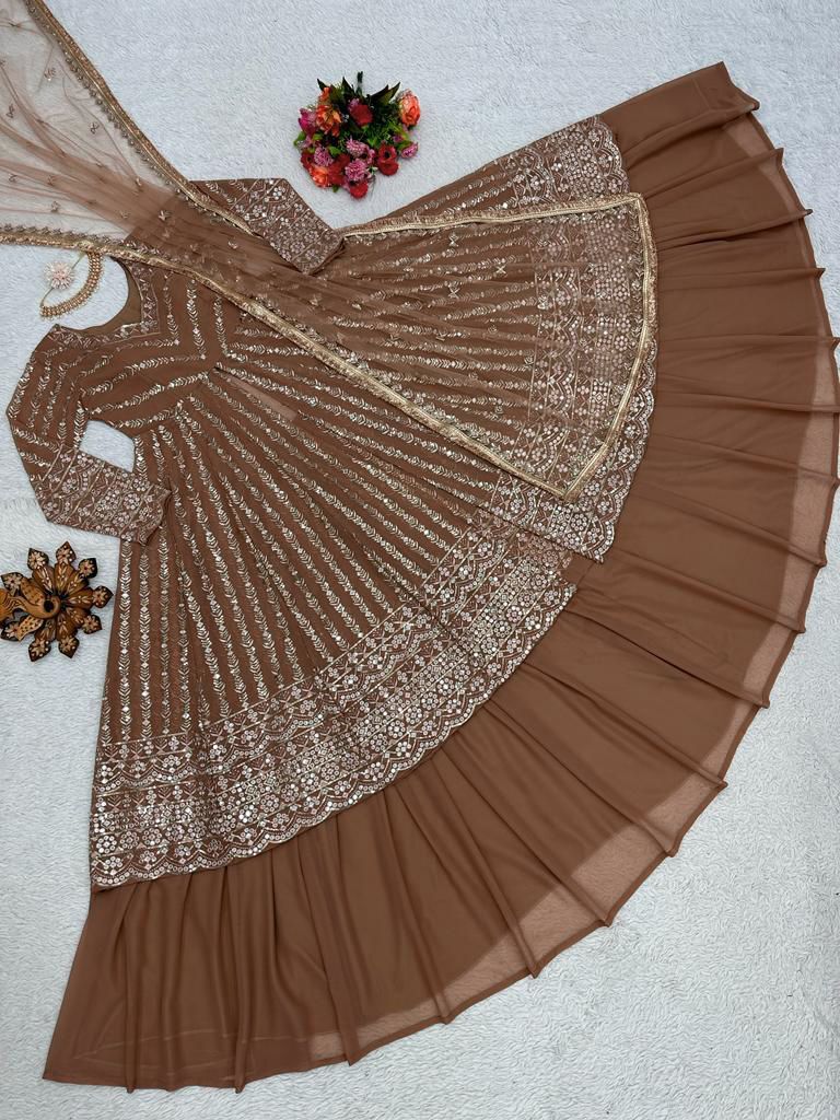 Beautiful Party-wear Georgette Thread With Sequence Work Lehenga Choli