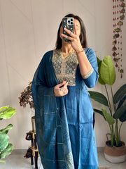 Beautiful Roman Silk Embroidery With Sequence Work Dress