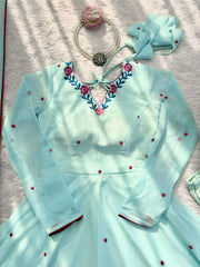 Beautiful Georgette Designer Embroidery With Thread Work Anarkali Gown