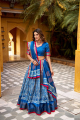 Beautiful Dola Silk Batik Printed With Zari Weaving Work Lehenga Choli