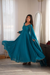 Attractive Real Mirror Embroidery Work Gown