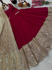 Party-wear Georgette Embroidery Sequence Work Long Gown