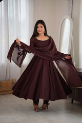 Festive Special mal Chanderi Silk Handwork & Mirror Lace Gown