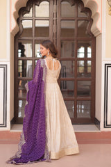 Beautiful Cosmos Weaving Jacquard With Pearl Beads Embroidered Gown