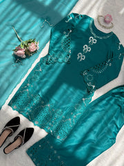 Beautiful Designer Natural Crepe Thread Work Suit