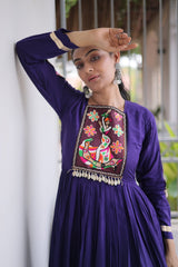 Party-wear Rayon With Kutchi Gamthi Thread Work Gown