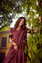 Traditional Chettinad Cotton Chex With Zari Weaving Work Lehenga Choli