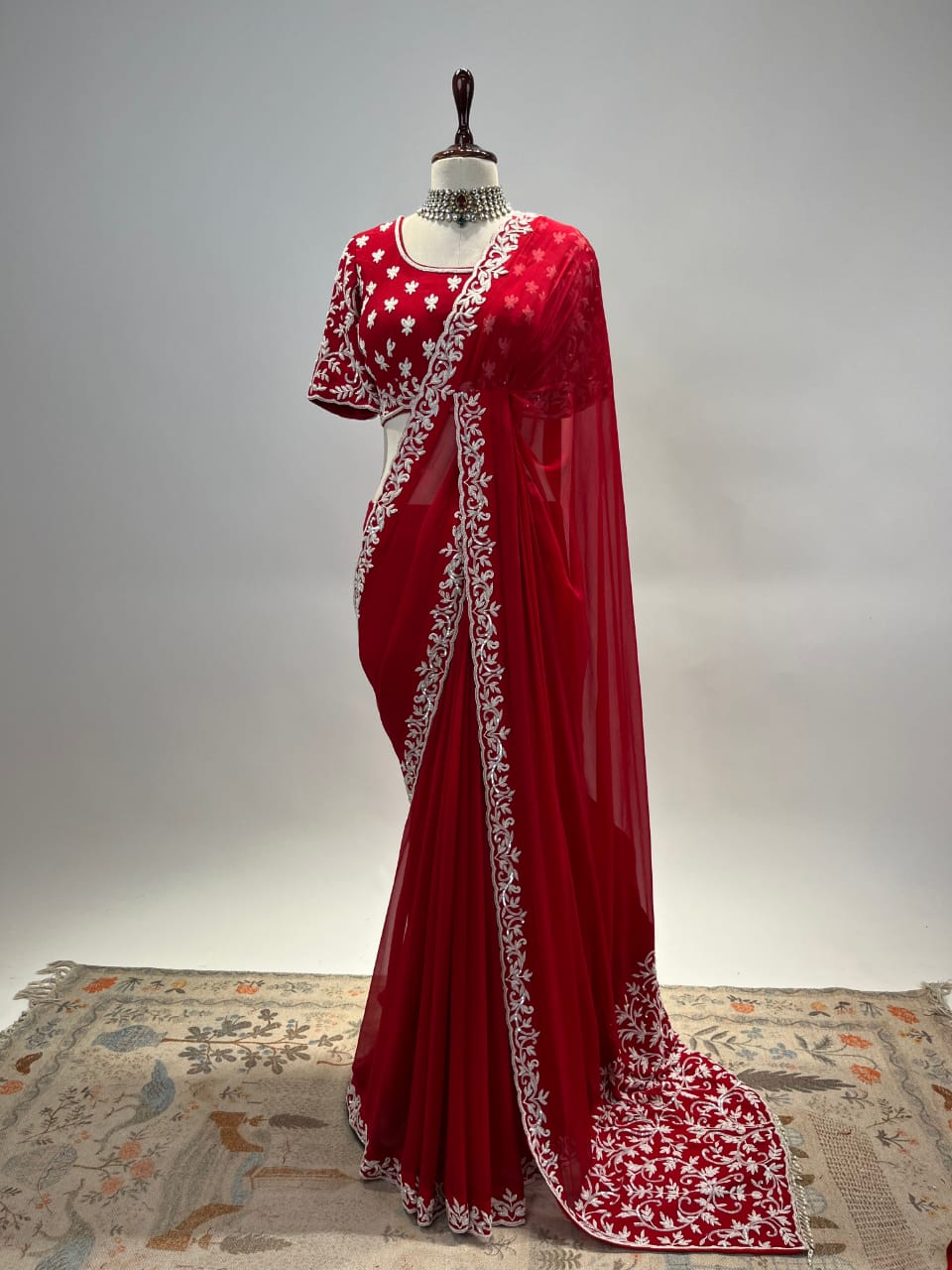 Jimmy Choo Silk Multi Thread Embroidery Coding Sequence Work Saree