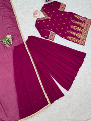 Party-wear Georgette Designer Sharara Suit