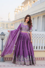 Beautiful Pure Chinon Silk Embroidery Sequence & Thread Work Lehenga Choli