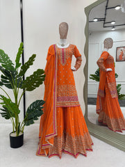 Party-wear Georgette Thread With Sequence Work Sharara Suit