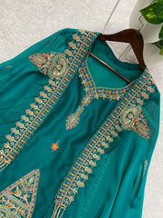Beautiful Rangoli Silk Cording With Sequence Embroidery Work Three Piece Set