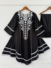 Stylish Charming Rayon Cotton Thread With Real Mirror Work Dress