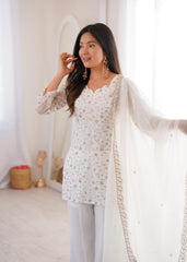 Elegant Crunchy Silk Kurta Set With Bell Bottom & dupatta
