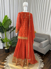 Elegant Georgette Thread With Sequence Work Sharara Set