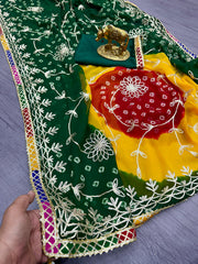 Beautiful Pure Georgette with Jaipur Bandhani Printed Saree