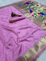 Beautiful Pure Kanchivaram Paithani Silk Zari Weaving Saree