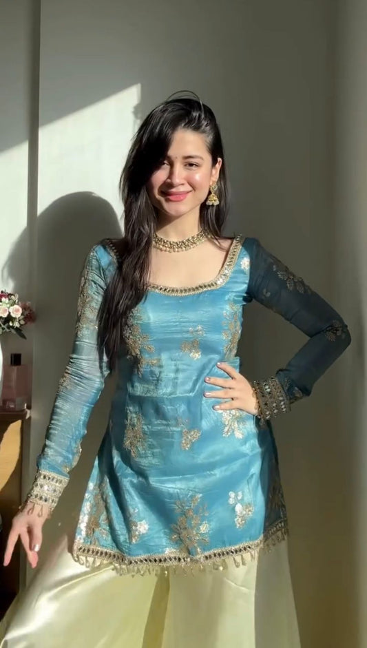 Party-wear Fendy Silk Thread With Sequence With Real Mirror Work Suit