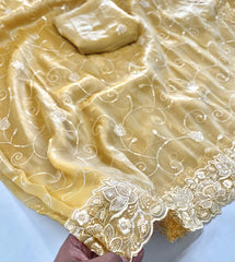 Beautiful Soft Organza Silk  Chex Waving Saree