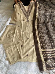 Beautiful Khadi Cotton With Embroidery Work Dress