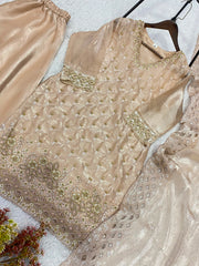 Party-wear Fendy Silk Bead With Embroidery & Handwork Suit