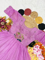 Beautiful Stylish Soft Kota Checks With Handwork Gown