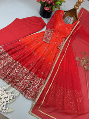 Party-wear Georgette Embroidery Sequence Work Digital Printed Work Gown