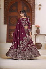 Party-wear Charming Chinon Silk Sequence & Zari Embroidery Work Lehenga Choli