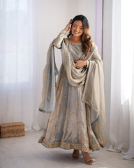 Beautiful Party-wear Fandy Silk Sequence Work Gown