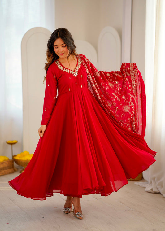Beautiful Designer Embroidery Sequence Real Mirror Work Gown