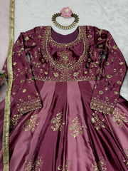 Beautiful Elegance Japan Satin Thread With Sequence Work Gown