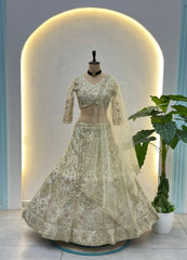 Beautiful Party-wear Butterfly Net Sequence Coding Embroidery Work Lehenga Choli