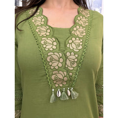 Beautiful Designer Rayon Cotton Embroidery Work Dress