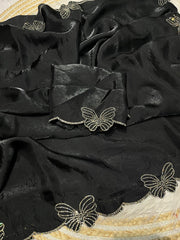 Beautiful Butterfly Fendy Chiffon Two-Tone Blooming & With Zarkhan Work Saree